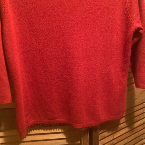Tian Collection Red Knit Sweater with Sequins Front & Beaded Hem - Picture 16 of 16